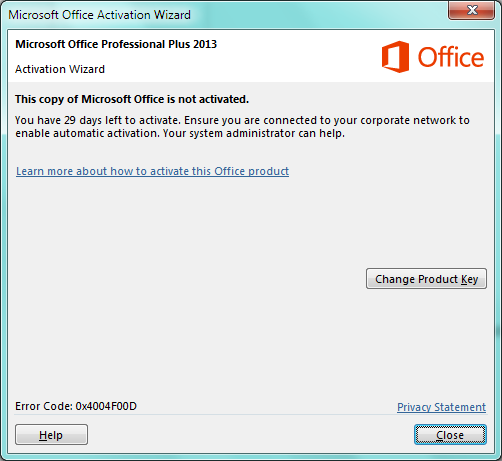 Microsoft office activation wizard